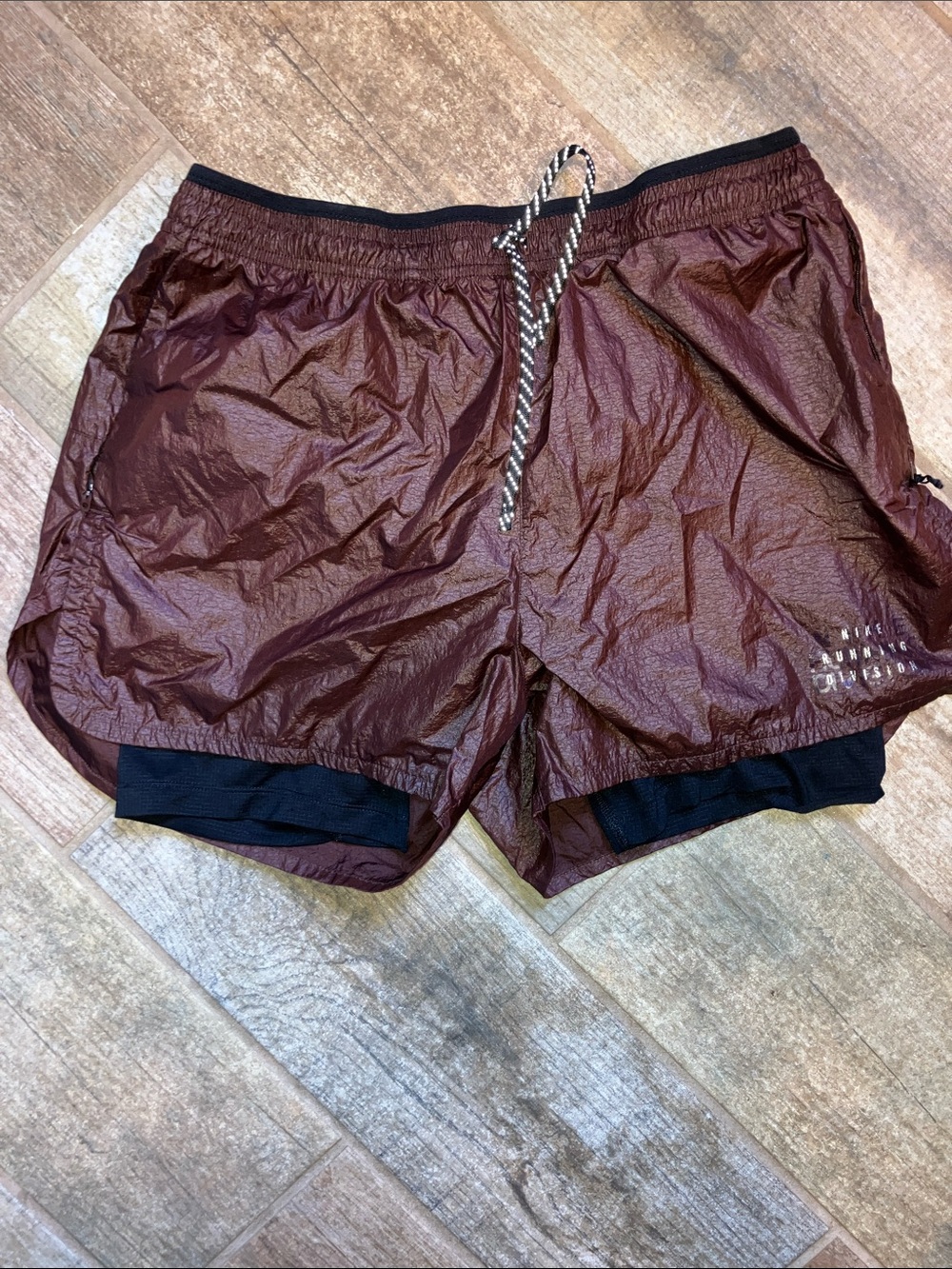 Nike Men's Maroon Black Lined Athletic Shorts
